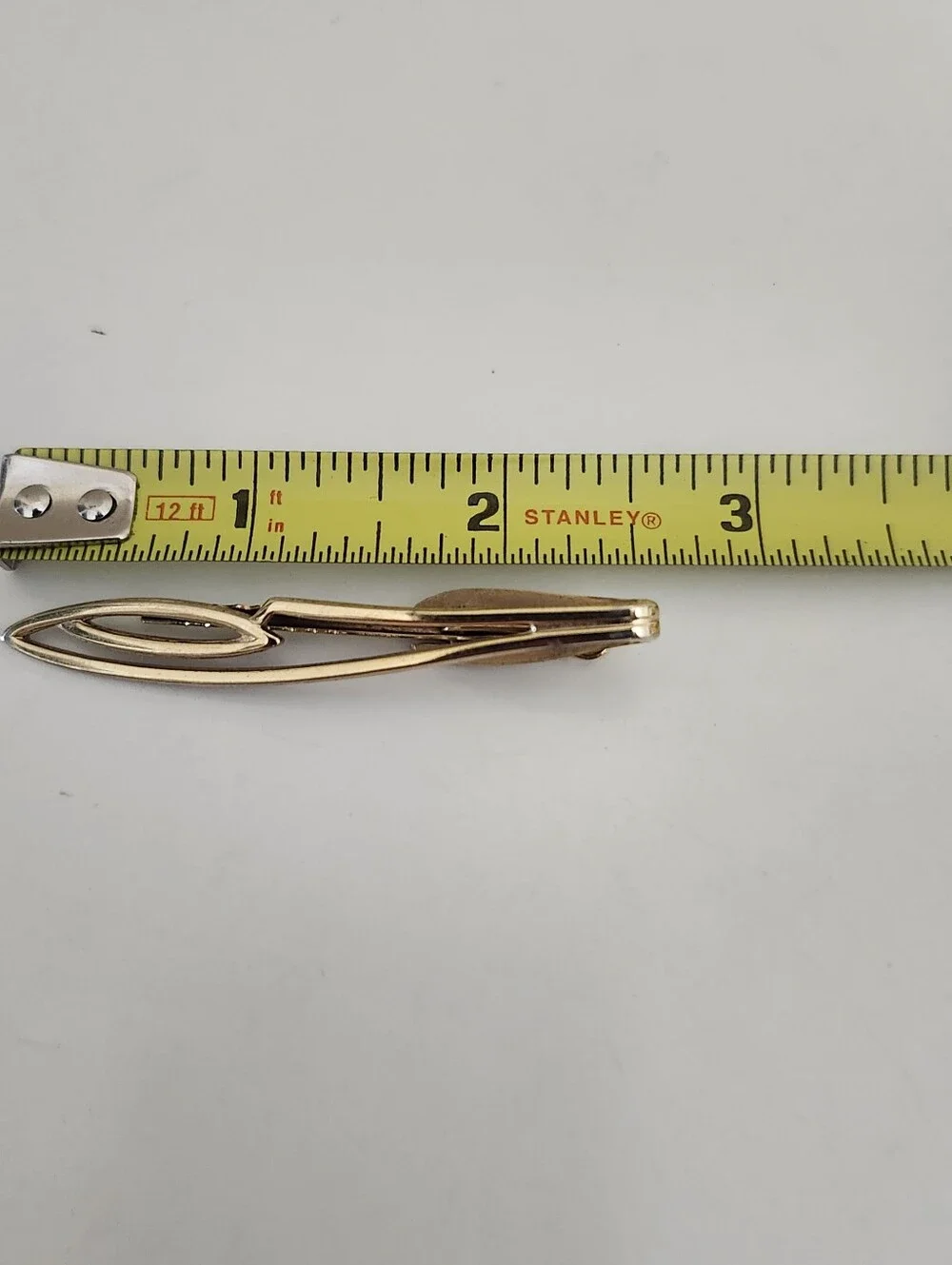 Vintage Hickok Gold Tone Tie Bar Clip Elongated Figure Eight MCM Art Deco